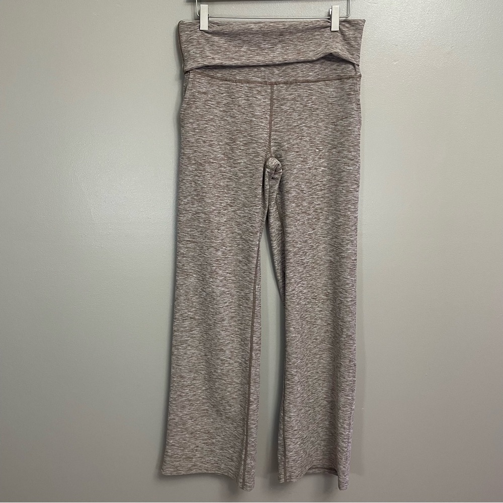 Freely Women's  Medium Flare Leg Pants academy brown heathered pockets yoga